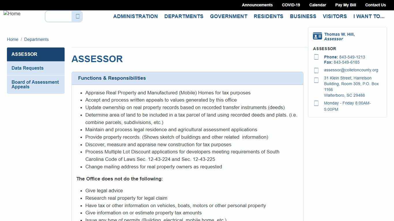 Assessor Colleton County, SC